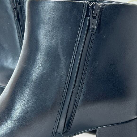 Vionic Sibley Leather Comfort Block Heel Ankle Boot Black Women's 8.5 NWOB FLAW - Picture 9 of 11